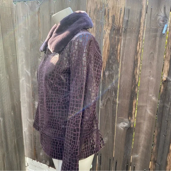 Bradley Bayou plum Genuine Leather Jacket size small - Picture 4 of 10